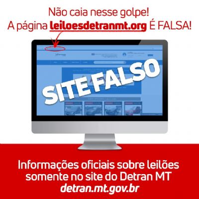 Detran-MT alerta usu�rios sobre site falso de leil�es de ve�culos