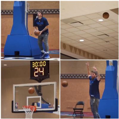 Ele de novo! Ap�s cesta com p�, Luka Doncic pontua tabelando com a parede em treino da NBA