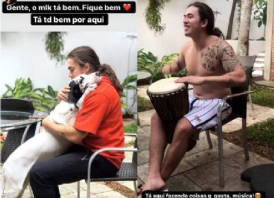Whindersson surge sorridente e tocando m�sica em v�deo de amigo: 